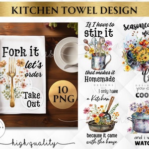 Pacote de sublimação de toalhas de cozinha engraçadas | Toalha de chá PNG | Design de toalha de cozinha country | Designs de sublimação de toalhas de cozinha