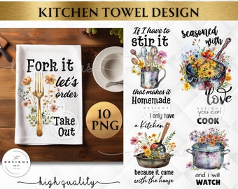 Funny Kitchen Towel Sublimation Bundle | Tea towel PNG  | Country Kitchen towel design | Kitchen Towel Sublimation Designs