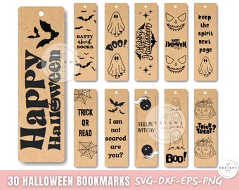 Halloween wooden Bookmark SVG Bundle, bookmark png, bookmark DXF, printable bookmark, Laser bookmark cut files, Halloween bookmark EGS files