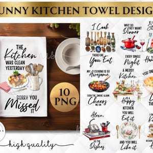 Pacote de sublimação de toalhas de cozinha engraçadas | Toalha de chá PNG | Design de toalha de cozinha country | Designs de sublimação de toalhas de cozinha