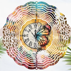 Butterfly Wind Spinner Sublimation Design, high quality Wind Spinner Png, Clock wind spinner design, Cute wind spinner PNG