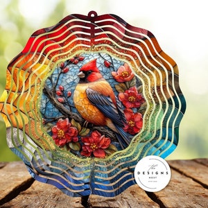 Red Cardinal Wind Spinner PNG, Cardinal Wind Spinner Sublimation Design, Cardinal Wind Spinner Sublimation