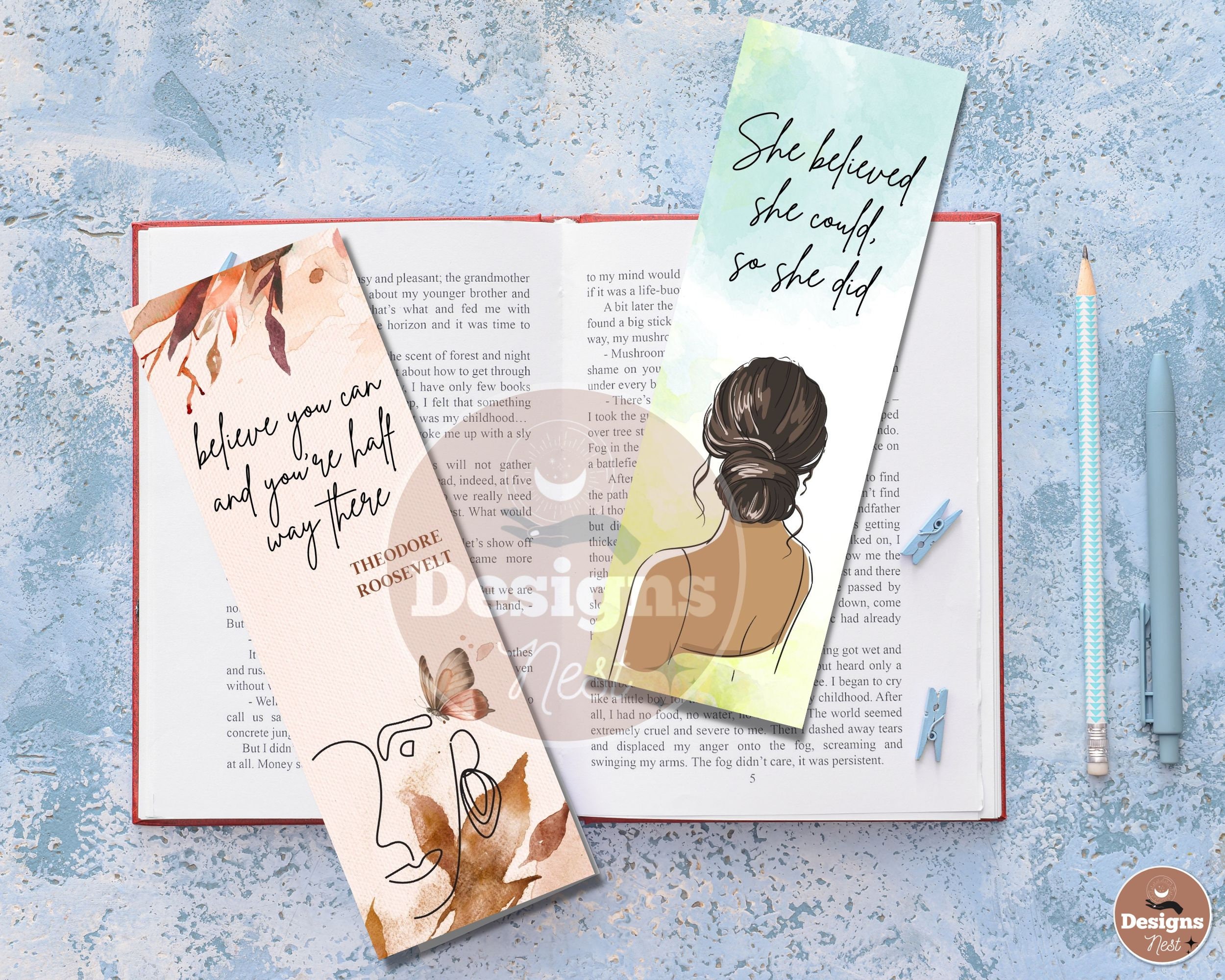 Woman Bookmark PNG Bundle, Printable Bookmarker Designs (digital ...