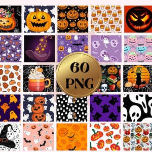 Halloween square Coaster PNG bundle, 60 cute Halloween square car coaster png bundle, Trendy and colorful square car coaster png bundle