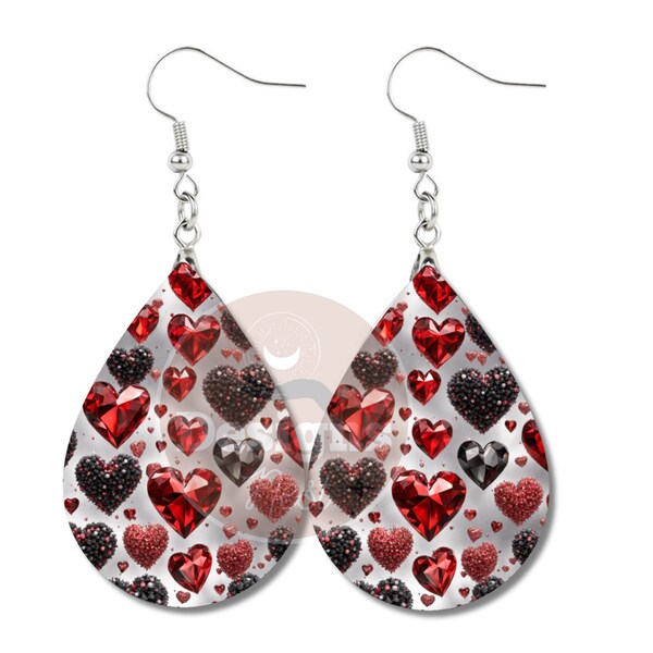 Valentine's Day glitter Earrings Sublimation, heart Earrings Teardrop png, sublimation Earrings Designs Valentines, Earrings Bundle