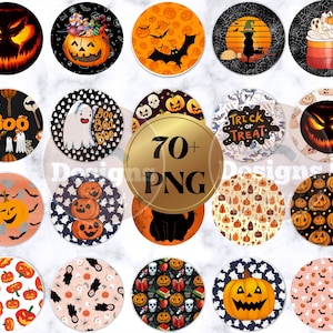 Zestaw podstawek samochodowych na Halloween png, upiorne wzory podstawek samochodowych krasnali, podstawki samochodowe na Halloween png, sublimacja podstawek samochodowych na Halloween