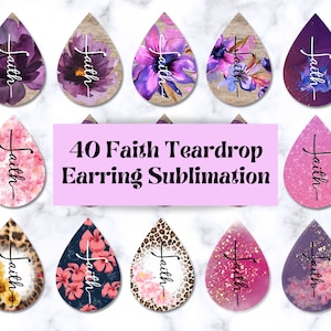 Watercolor Faith Sublimation earrings bundle | Christians earring png | sublimation teardrop | sublimation png | sublimation design