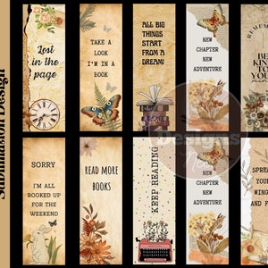 Bookmark PNG, Vintage Bookmark Sublimation Designs, Watercolor bookmark PNG, Printable Bookmark, Cute bookmarks