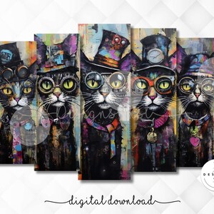 Bookmark PNG, Meow Printable Bookmarks, Mixed Media Cat Bookmark PNG ...