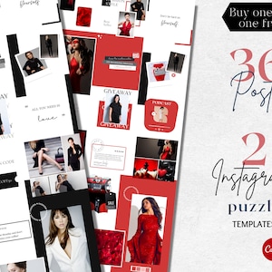 Fashion Instagram Puzzle Feed Template, Black and  white instagram template, Red boutique  instagram puzzle, Puzzle grid beauty