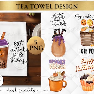 Halloween Kitchen Towel Sublimation design| Fall Kitchen towel PNG  | Halloween Kitchen towel design