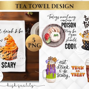Halloween Kitchen Towel Sublimation design| Fall Kitchen towel PNG  | Halloween Kitchen towel design