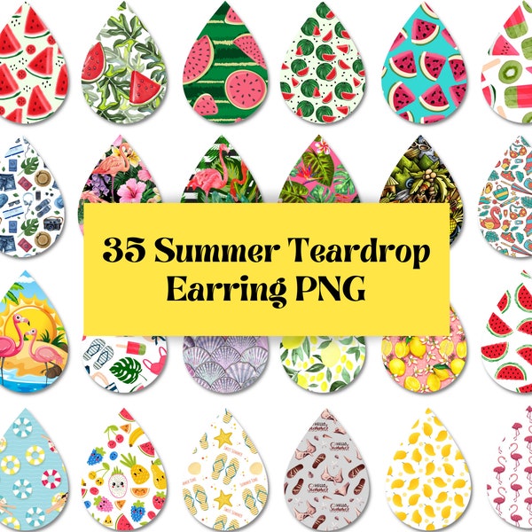 Summer Sublimation earrings bundle | Summer earring png | Watermelon sublimation teardrop | sublimation png | sublimation design