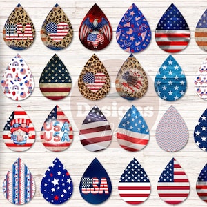 American flag Sublimation earrings bundle | usa earring png | july 14 sublimation teardrop | sublimation png | sublimation desig