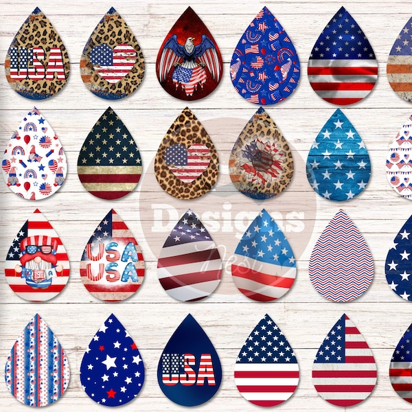 American flag Sublimation earrings bundle | usa earring png | july 14 sublimation teardrop | sublimation png | sublimation desig