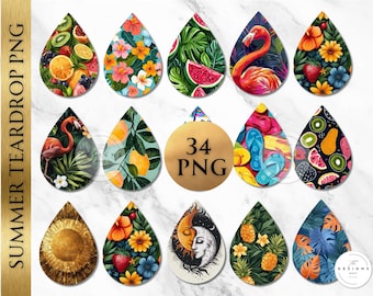 Summer Sublimation earrings bundle | Summer earring png | Watermelon sublimation teardrop | sublimation png | sublimation design