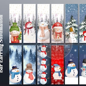 Christmas bar Earring Sublimation Designs, Snowman bar Earring png bundle, Earring Graphics Christmas, Earrings Bundle, Rectangle earring