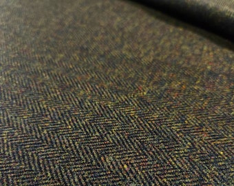 Briarwood Green Yorkshire Herringbone Tweed 100% Pure Wool Tweed Fabric Made In England Free Woven Label With Purchase