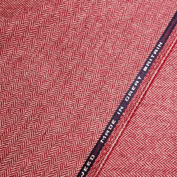 Tweed à chevrons rouge bonbon Tweed de laine 100 % pure laine avec lisière de qualité supérieure tissé en Angleterre Étiquette tissée gratuite à l'achat