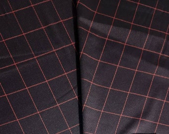 Black Cherry Red Check Suiting Honeycomb Weave Imported From Britain Ideal For Bespoke Suits & Skirts