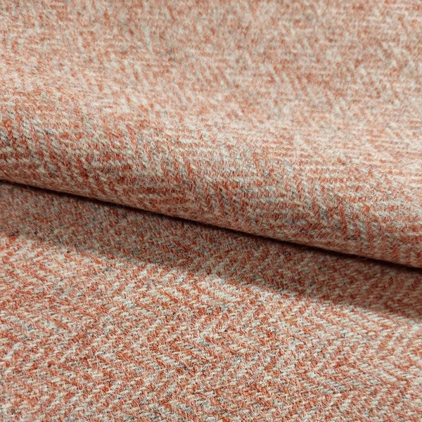 Tweed à chevrons rose Bakewell 100 % pure laine tweed tissée en laine importé d'Angleterre Étiquette tissée gratuite à l'achat !