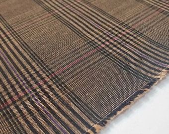 Brown Glen Check Suiting Fabric Imported From Britain Ideal For Bespoke Suits & Skirts
