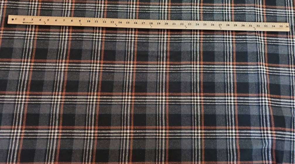 Detailed Black Plaid Mid-Weight Poly Blend Flannel Tartan | Etsy