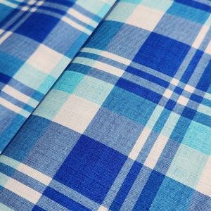 Lovely Blue Melange Tartan Plaid Fabric 100% Quilt Quality Cotton Checkered  Fabric 145 GSM 60 Square Pure Cotton Cloth