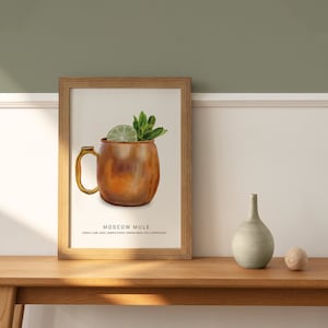 Moscow Mule | Moscow Mule Cocktail Print | Mixed Drink Art | Watercolor Painting | Bar Decor