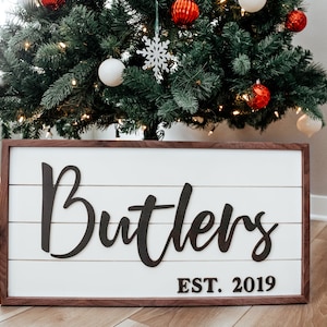 Custom Last Name Wooden Sign | Shiplap Sign | Last Name Gift | Wooden Sign | Personalized Sign | Walnut | Shiplap | Farmhouse | Modern
