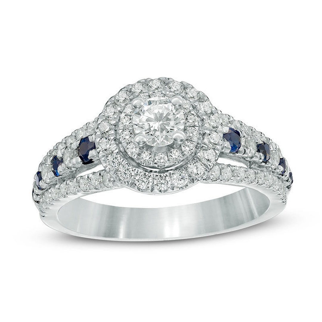 Vera Wang Love Collection 0.80 CT. T.W. Diamond and Blue Sapphire ...