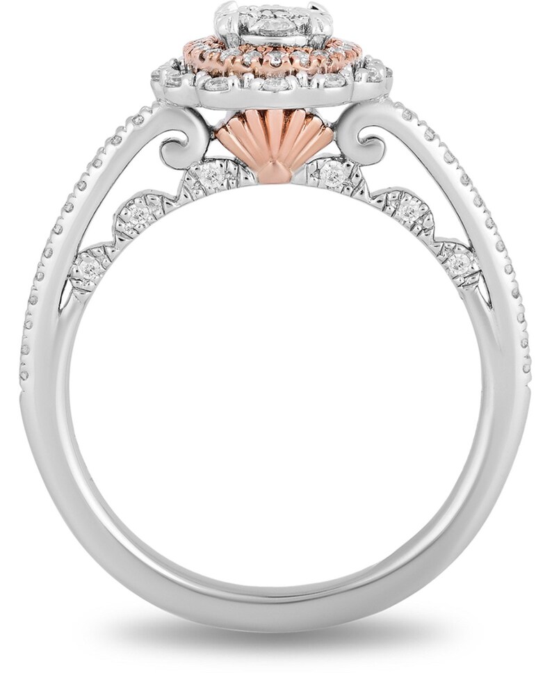 Enchanted Disney Diamond Ariel Engagement Ring 12 ct in 14k White /& Rose Gold t.w