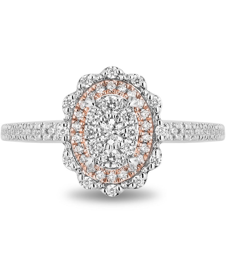 Enchanted Disney Diamond Ariel Engagement Ring 12 ct in 14k White /& Rose Gold t.w