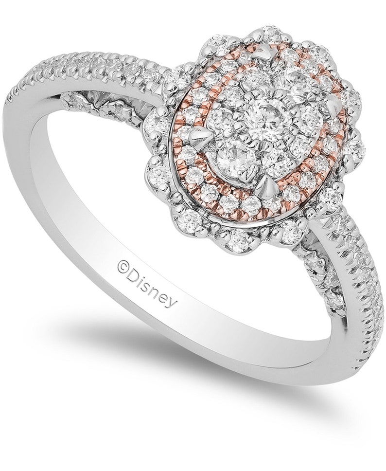 Enchanted Disney Diamond Ariel Engagement Ring 12 ct in 14k White /& Rose Gold t.w