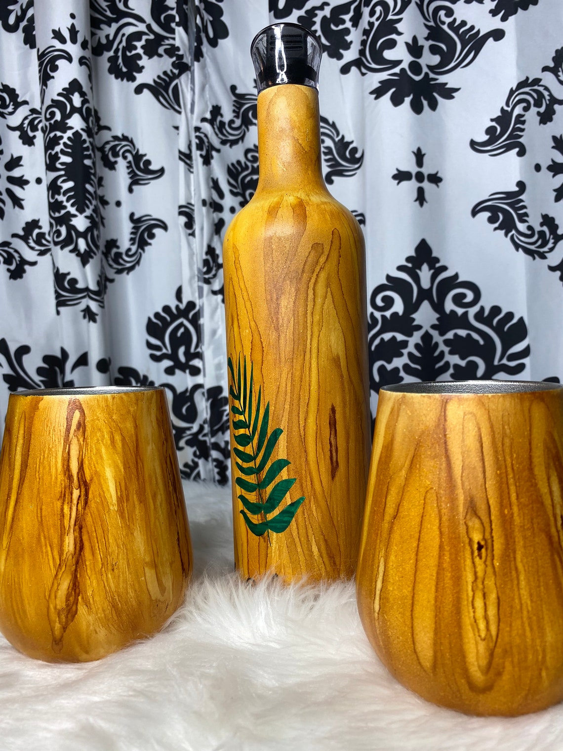 Beautiful Custom Handmade Wood Grain Tumbler Set Etsy