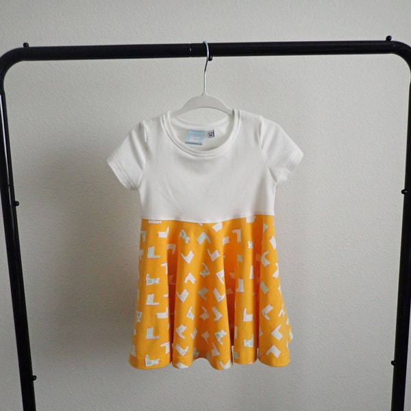Toddler Girl Twirly Short Sleeve Dress with Rain Boot Print Toddler Spring Dress
