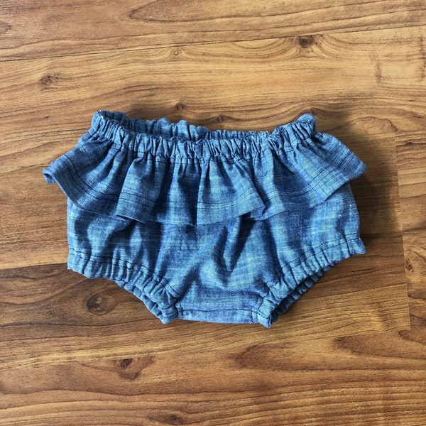 Baby Diaper Bloomer Shorts Ruffle Baby Bloomer Diaper Cover Denim Baby Bloomer