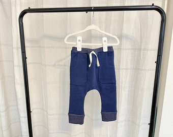 READY TO SHIP Toddler Jogger Pants Pocket Sweat Pants with Cuffs Navy Blue Boy Pants | Size 12-18 Months