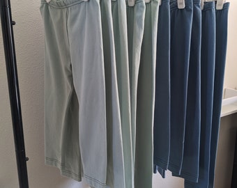 Toddler Knit Leggings Pants, Sea Foam Green or Indigo Blue