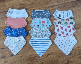 Adjustable Cotton Baby Bandana Drool Bib with Snaps