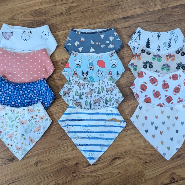 Adjustable Cotton Baby Bandana Drool Bib with Snaps