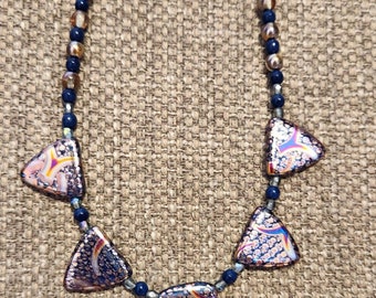 Czech glass bead necklace with matching dangle earrings