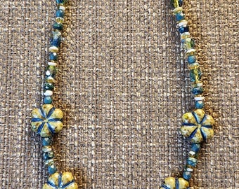Czech glass bead Necklace made with 15mm Hawaii flower beads