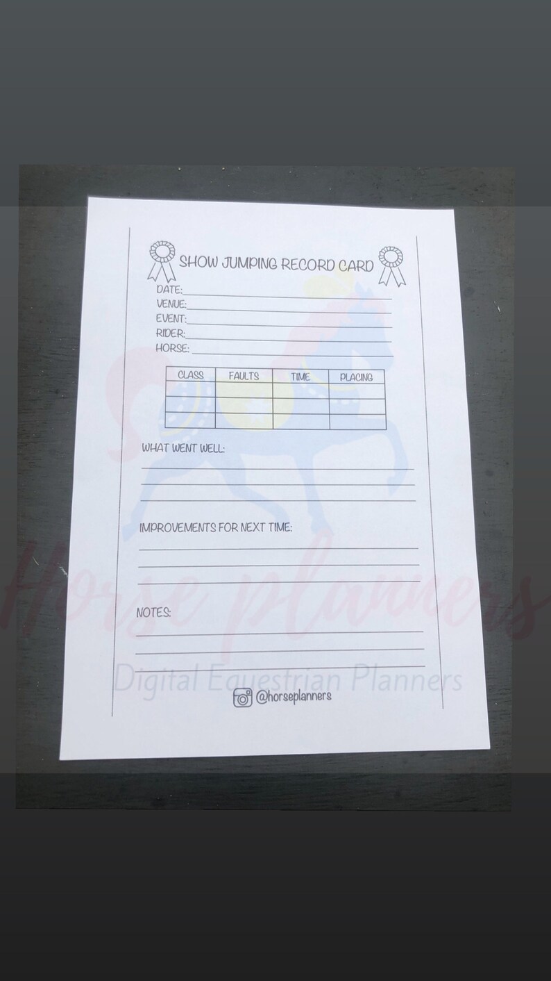 Horse Show Record Card Bundle Digital Etsy