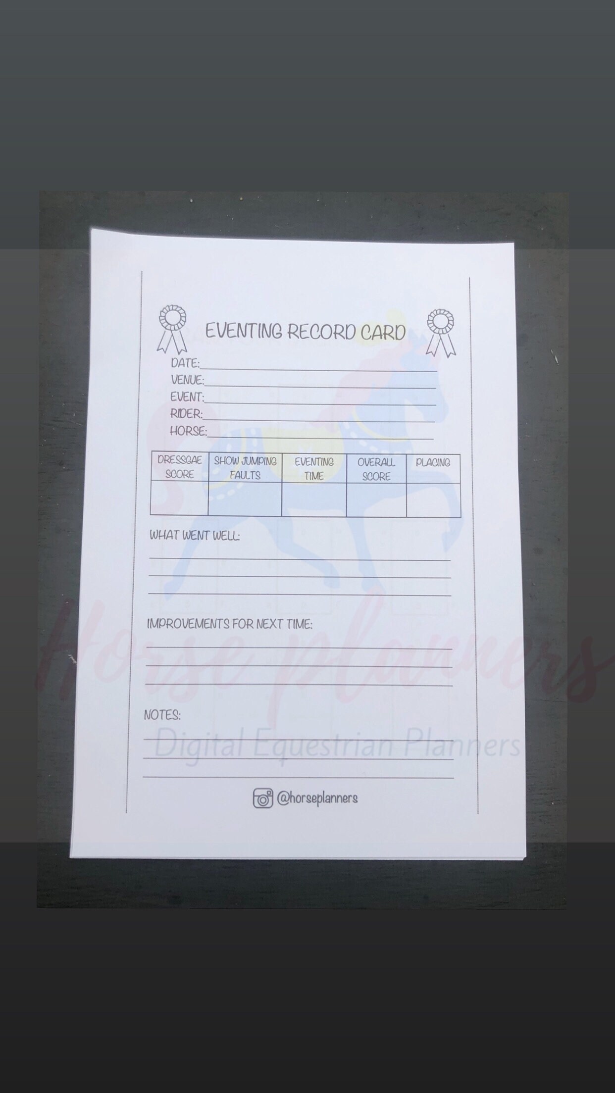 Horse Show Record Card Bundle Digital Etsy