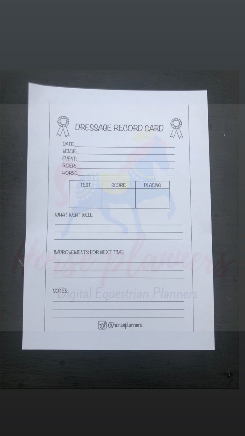 Horse Show Record Card Bundle Digital Etsy