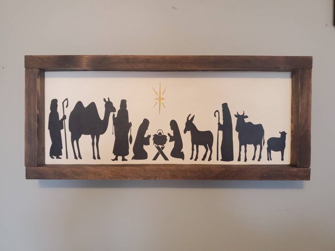 Simple Nativity Sign Nativity Wood Sign - Wood Sign - Nativity Scene Wall Hanging - Nativity ...