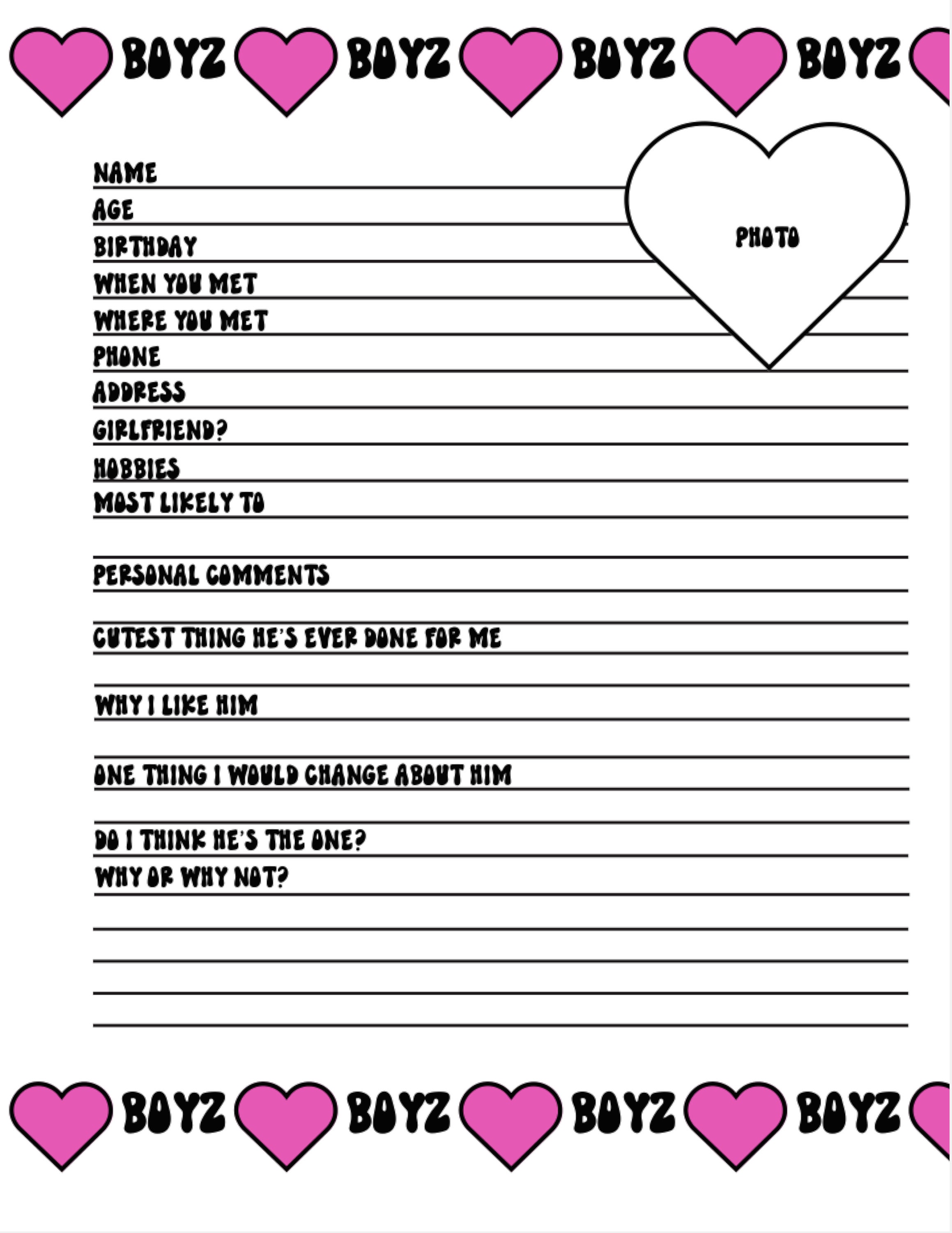 Now Time Boot Boyz Biz 1 マガジン Zine Boyz Files, Dating Printable, Boy Tracker, Boyfriend
