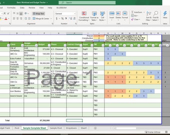 Construction Project Basic Workload and Budget Tracking Sheet