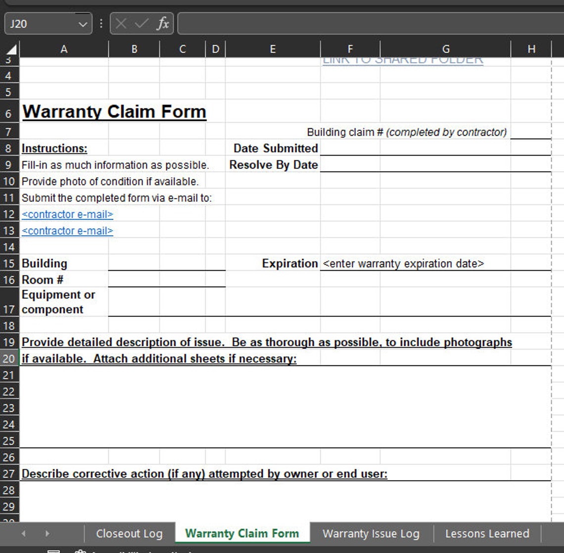 Construction Project Closeout Checklist and Warranty Template Etsy